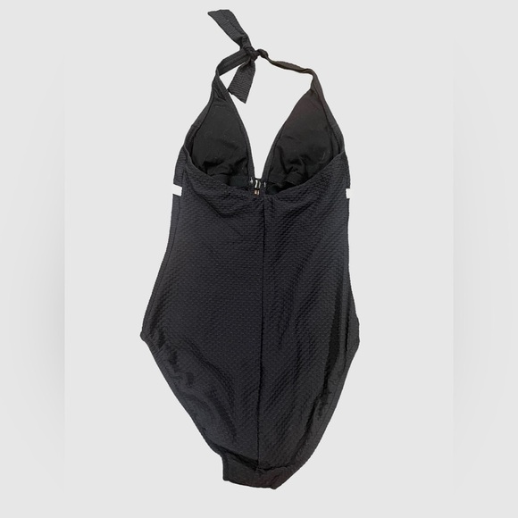 NWOT Jatzen Vintage One Piece Swim Suit Black Halter Top Size 12 Summer Swimwear - Picture 5 of 9